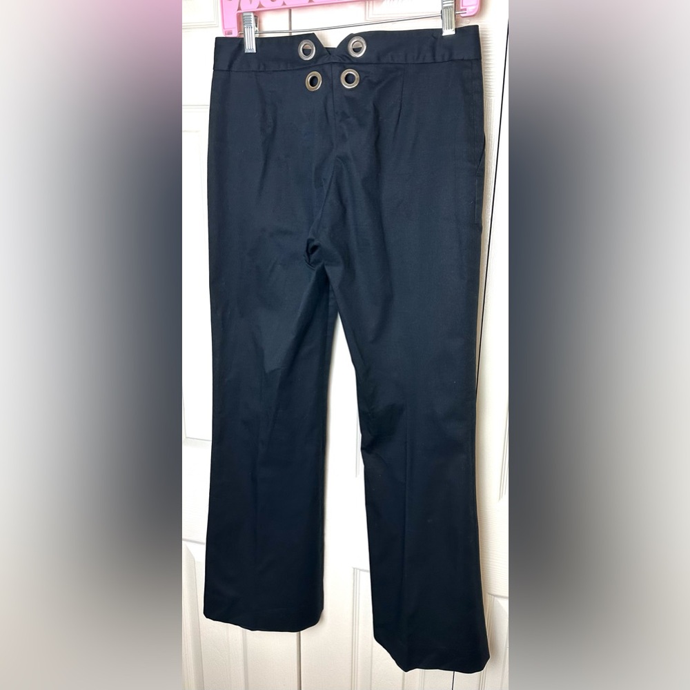 Vtg MISSONI Italy Black Pants Grommet O-Ring Back Detail Y2K Vintage Trousers